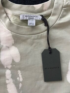AllSaints Sage Green & White Tie-Dye Pullover